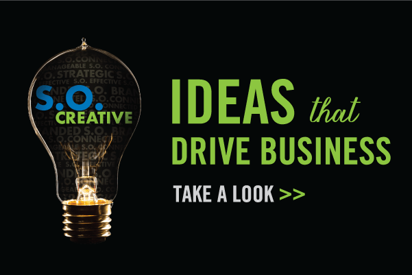 Light bulb and text - Ideas That Drive Business