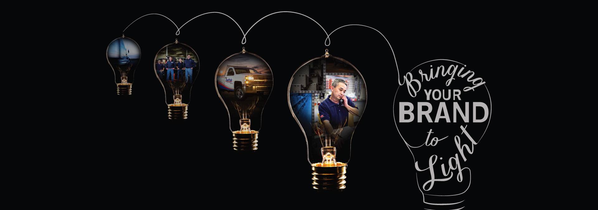 series of bulbs showcasing bringing your brand to light